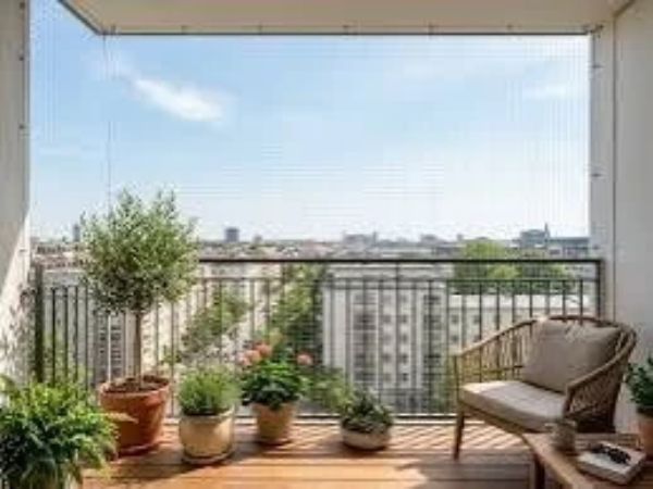 Invisible grill installed on a balcony